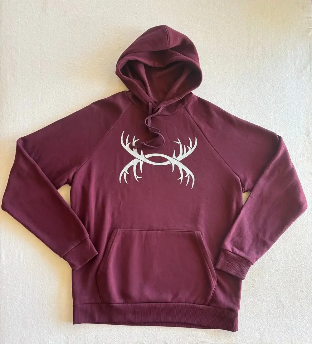 Under Armour Rival Fleece Antler Logo Pullover Hoodie Mens Medium Maroon Hunting